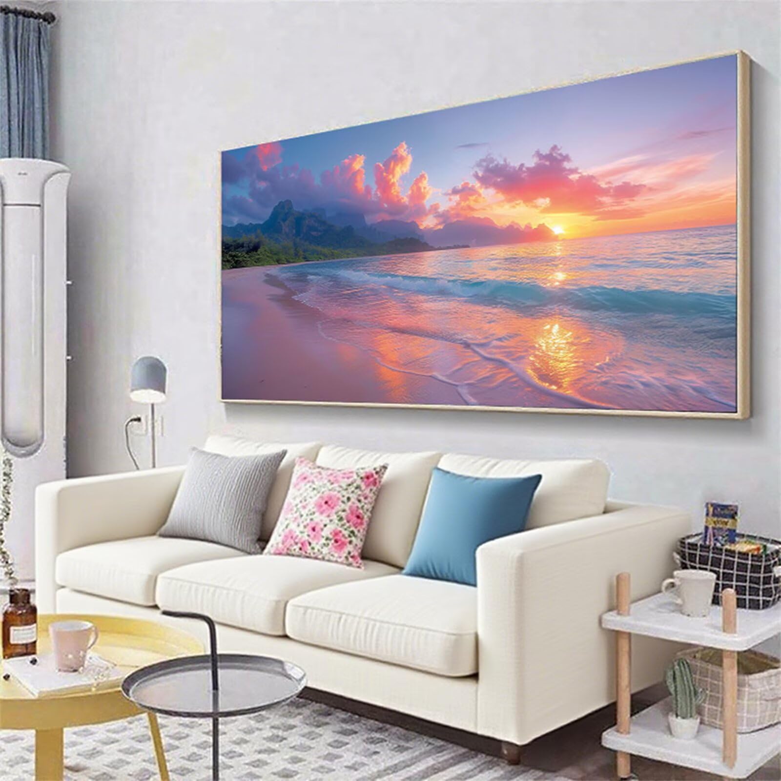 Diamentowe malowanie duży 160x80 cm, diament malarstwo lato obraz diamentowy plaża malarstwo diamentowe dorośli DIY kryształ haft ścieg krzyżykowy puzzle rzemiosło diamentowe, dekoracja domu, prezent