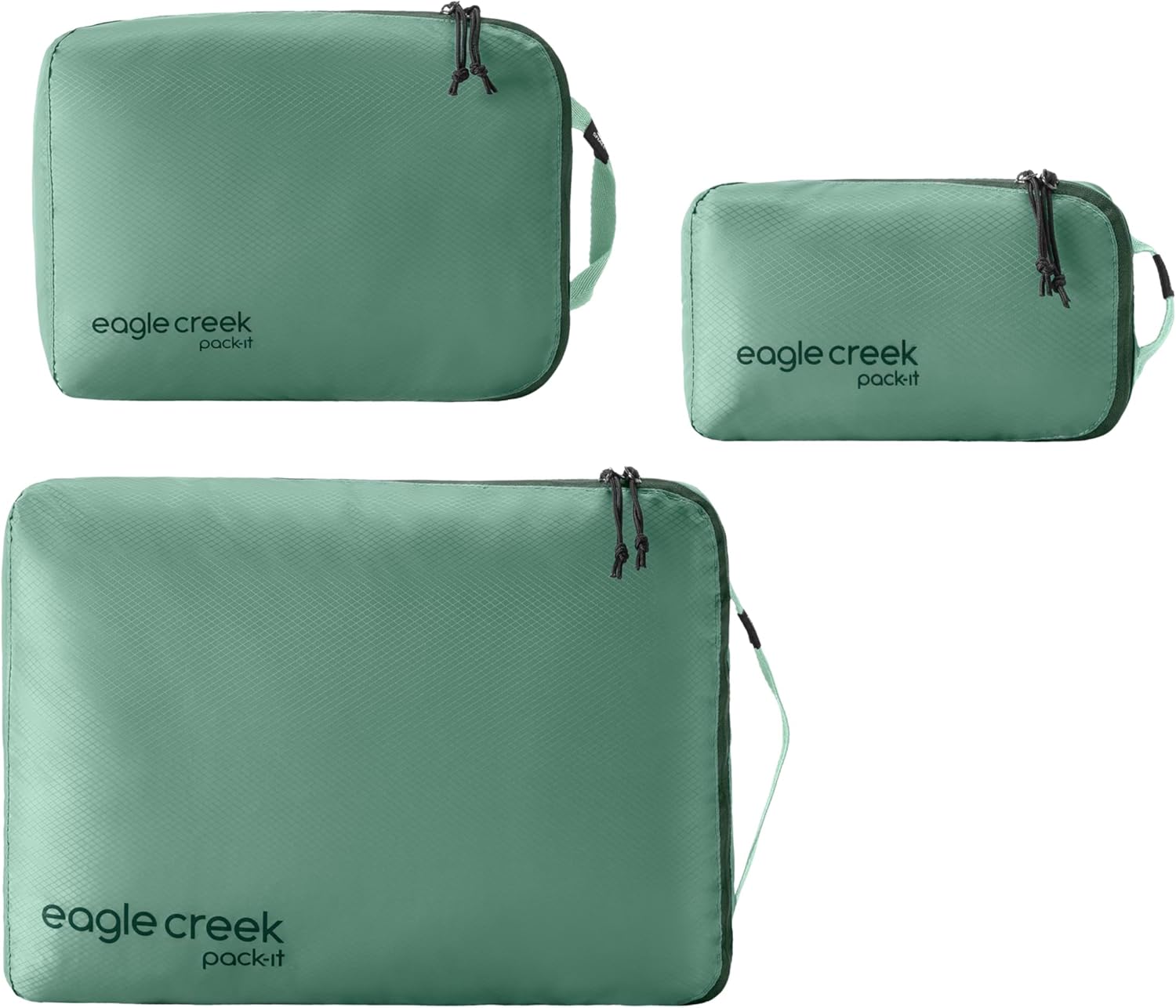 Eagle Creek Pack-It Isolate Cube Set - Packing Cubes for Stackable Storage - Convenient Top Handle - Easy Grab Zipper Pull - Willow Green - XS/S/M - 3