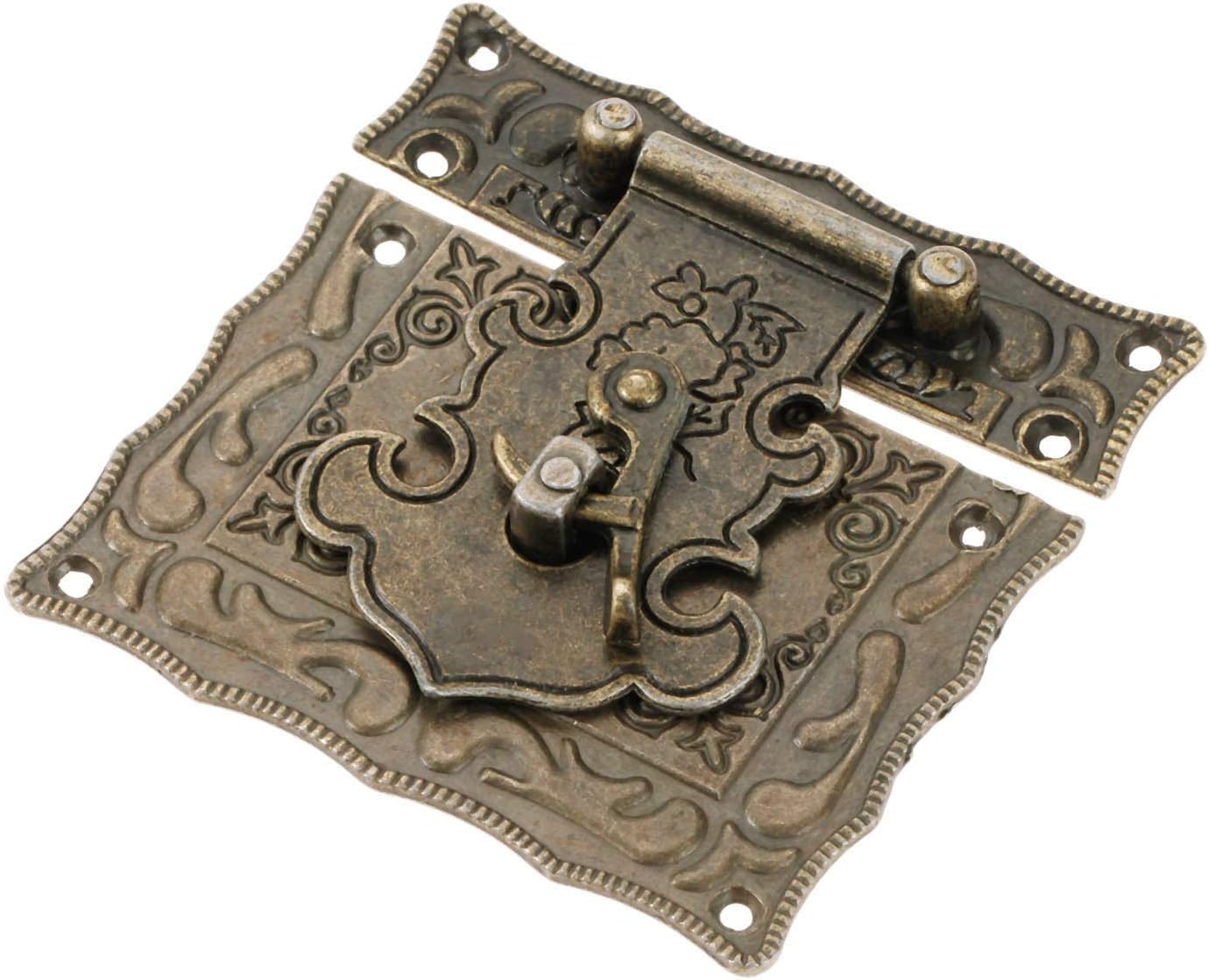 Hasp Latch, Antique Metal Door Buckle Brass Wooden Case Vintage Decorative Jewelry Box Suitcase Hook Furniture Clasp Lock