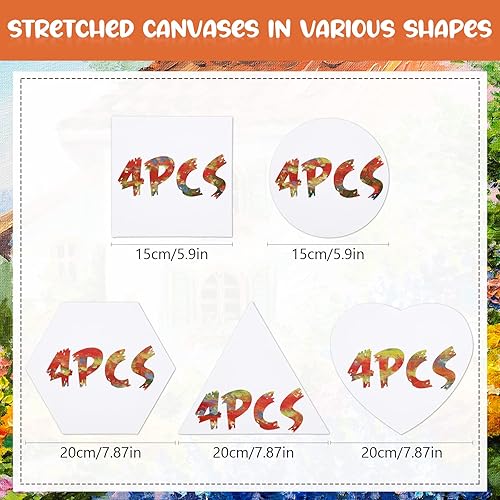 Miniatura 2 de Lienzo estirado para pintar, lienzo en blanco de algodón, círculo cuadrado para artista, hexagonal, paneles enmarcados para óleo, acrílico y arte de