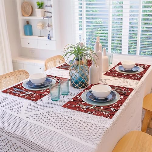 Miniatura 8 de Cherry Blossom Spring Design Placemats Set of 4 Table Mats Washable Placemat Waterproof Place Mats for Party Home Dining Table Decor 18x12 in