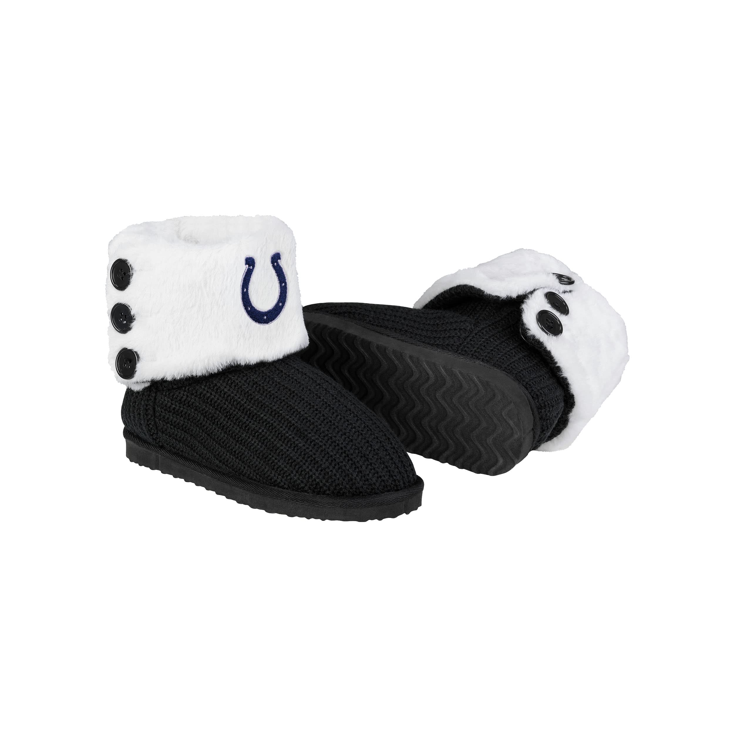 FOCO NFL Indianapolis Colts Knit High End Button Boots, Large (9-10), Black