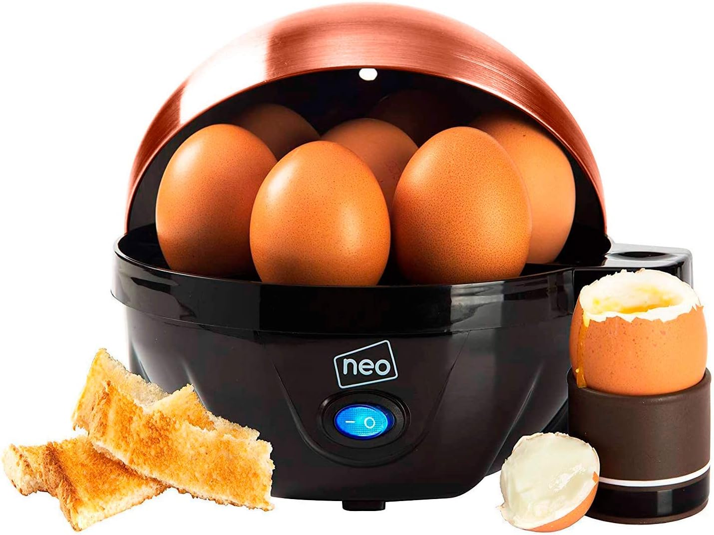 Neo 3 in 1 Durable Kitchen Electric Egg Cooker, Boiler, Poacher Poached Boiled & Omelette Maker Machine Steamer with Timer (Black and Copper)