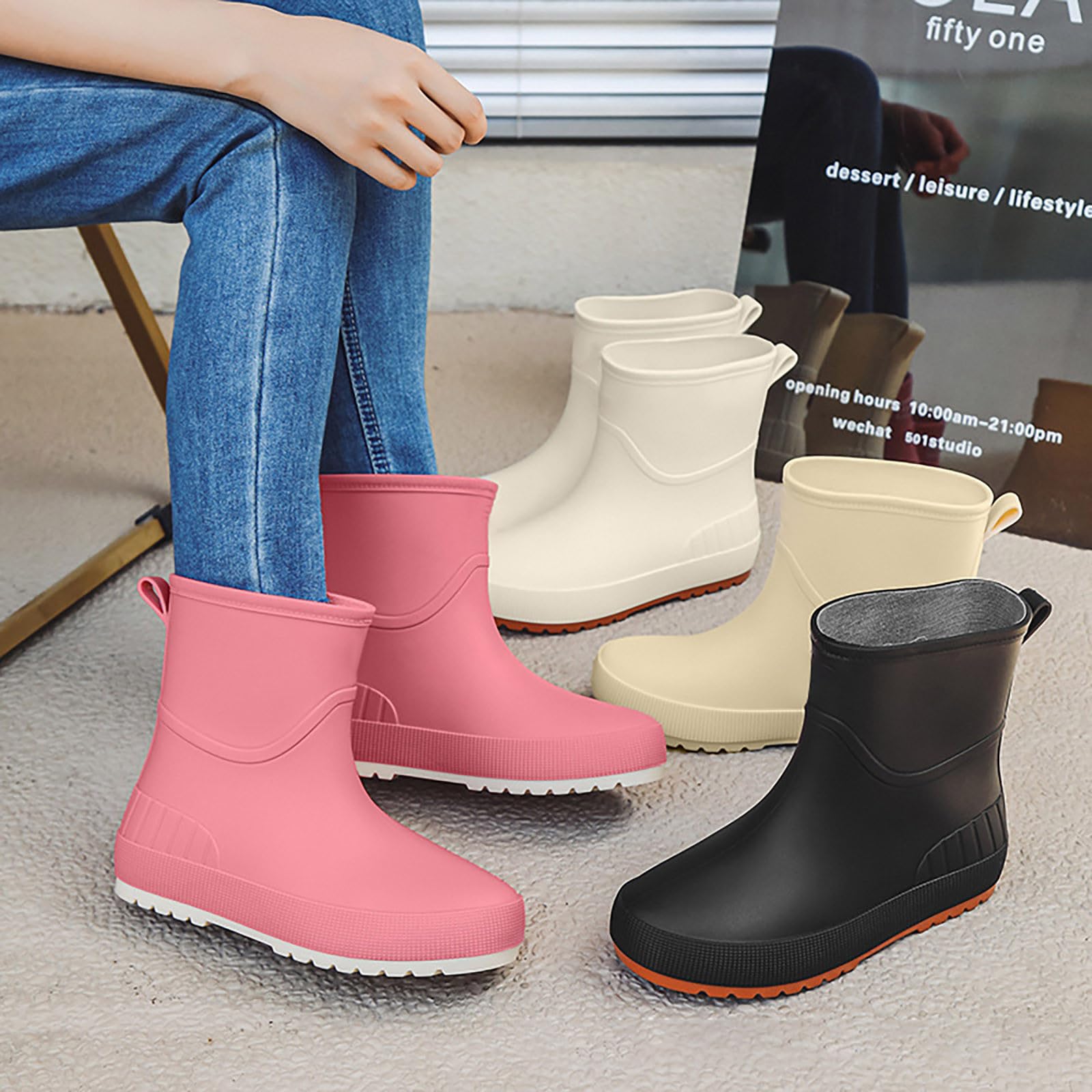 Botas de agua para mujer, botas de lluvia impermeables, botines de goma, botines de agua, botines de lluvia, antideslizantes, Wellington, botas de jardín, botas de goma para exteriores, botas de goma