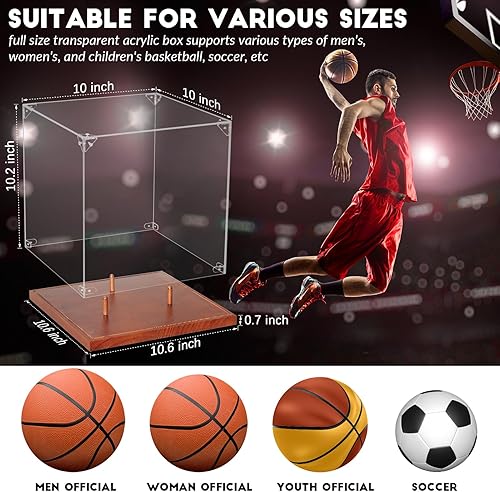 Miniatura 76 de JupDec Estuche de exhibición de pelotas de golf de acrílico transparente con base de madera y camiseta, caja de almacenamiento transparente
