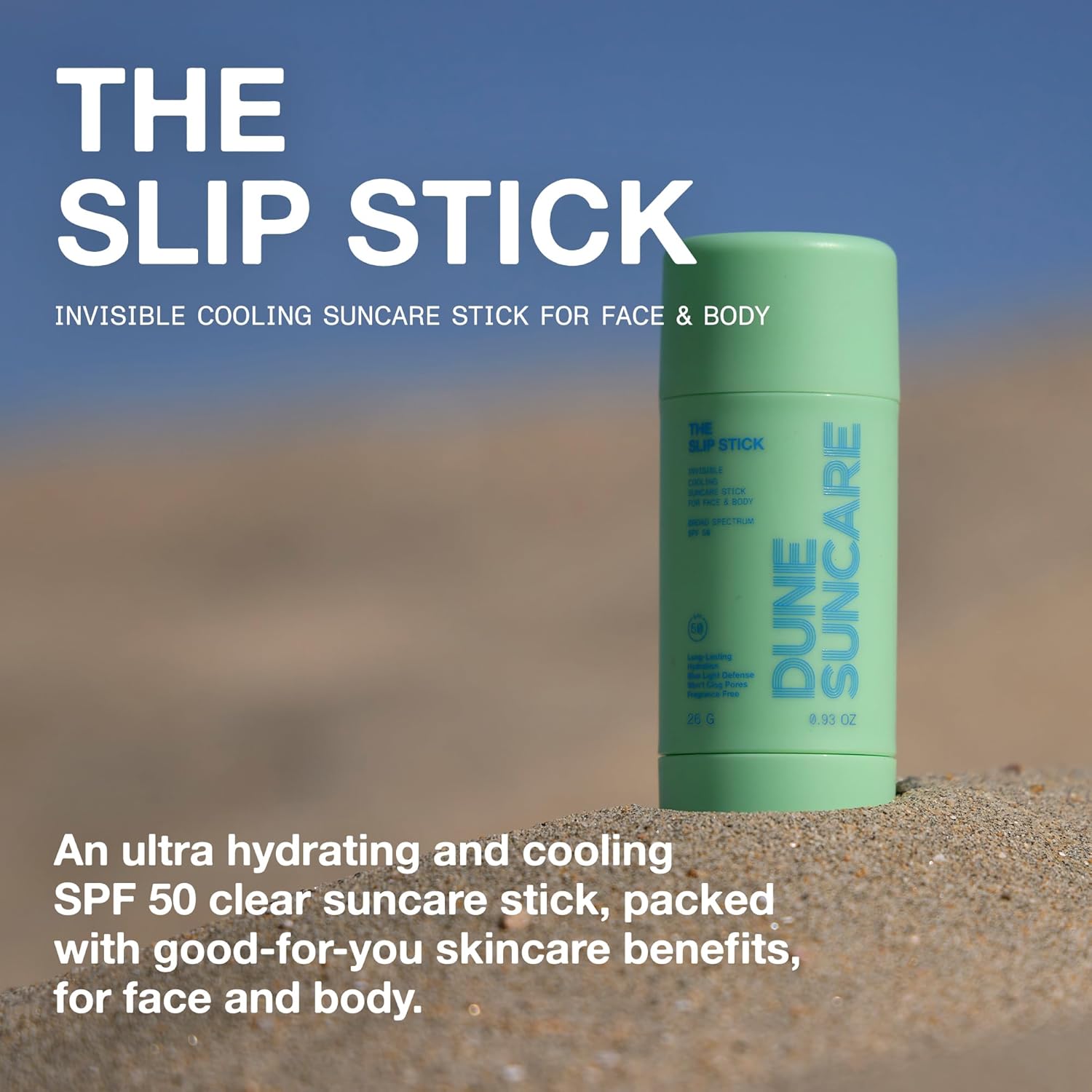 The Slip Stick SPF 50 Invisible Ultra Hydrating Cooling Sunscreen Stick – Fragrance-Free, Clean-Chemical Sunscreen for Face & Body – Vegan, Non-Greasy, Non-Waxy & No White Cast