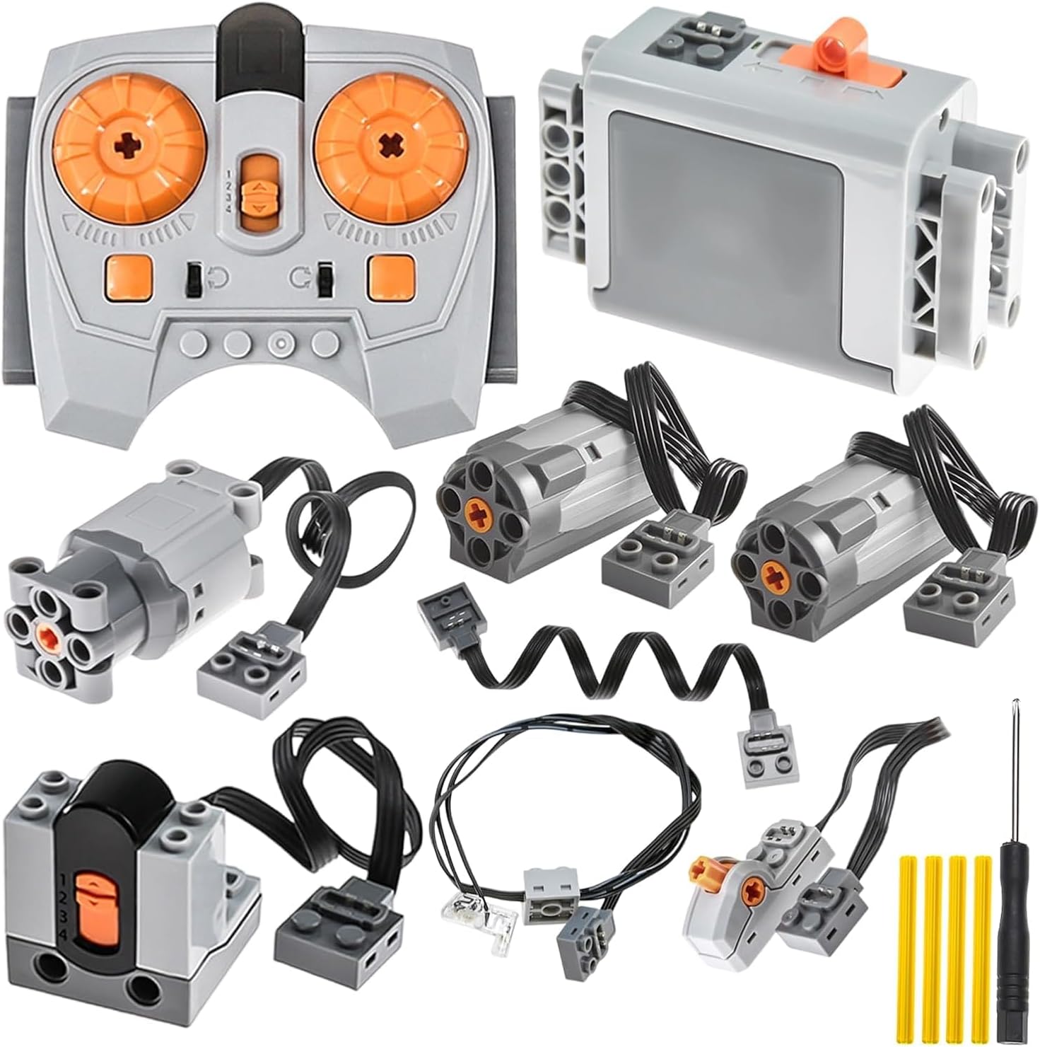 Domoni 9-in-1 Technic-Motor-Kit, Power Functions Motor Set with Motors, Remote Control, IR Receiver, AA Battery Box for STEM Project Moc Building Blocks