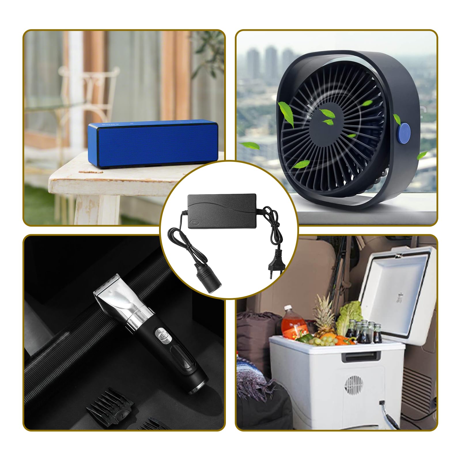 2 adattatori AC a DC Converter 220 V a 12 V, 5 A, adattatore di alimentazione per accendisigari per auto, frigorifero aspirapolvere