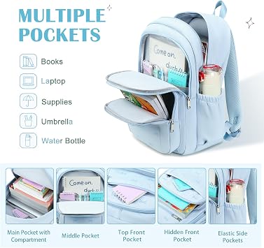 DIGOBAY Backpack for Girls, 2PCS Embroidered Girls Bookbag with Mini Bag