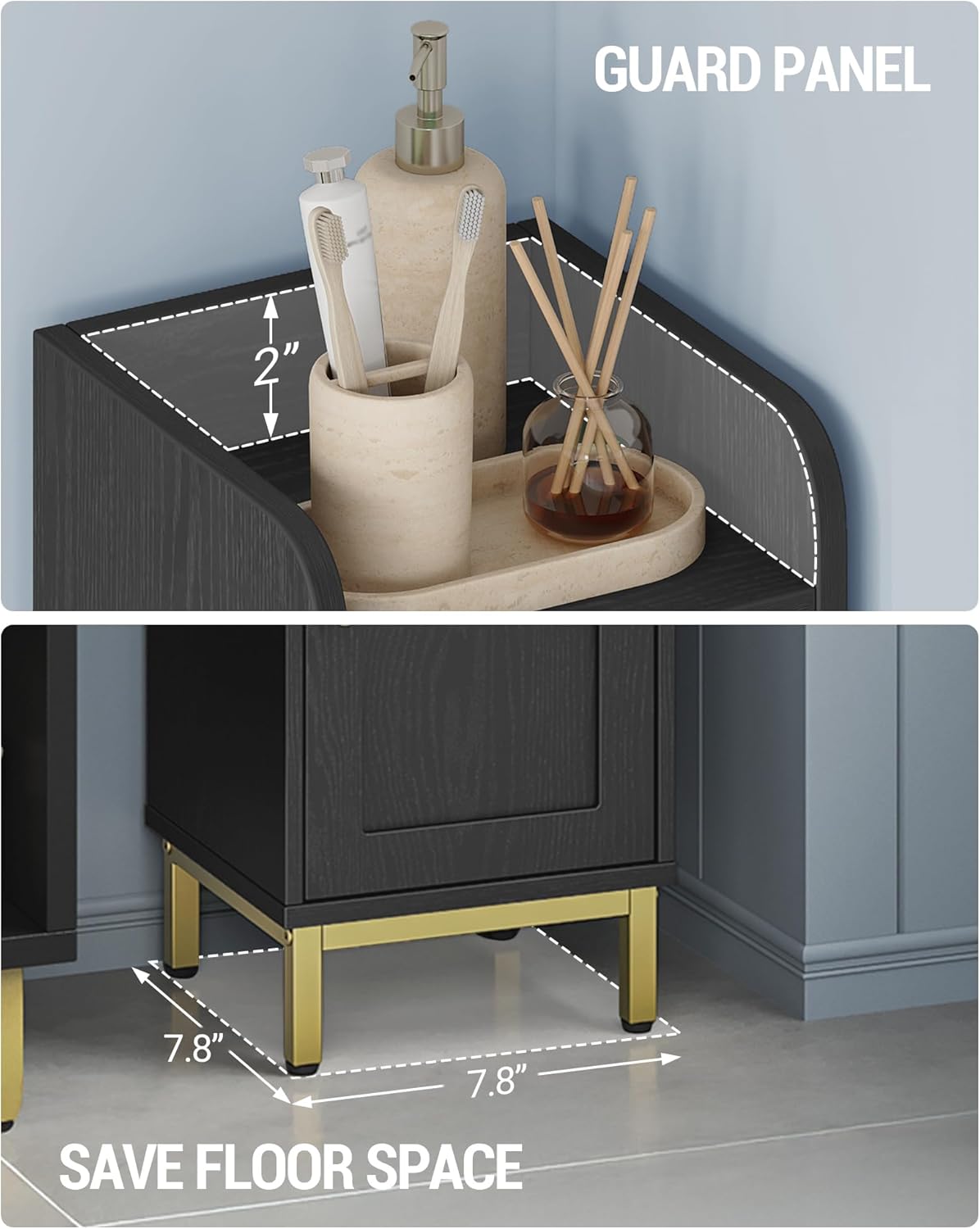 4-Tier Narrow Tall Storage Cabinet, Slim Bathroom Storage Cabinet with 4 Adjustable Feet and Shelves, Bathroom Organization for Small Space, Kitchen, Living Room, Laundry Room Black BC42204G - Image 2