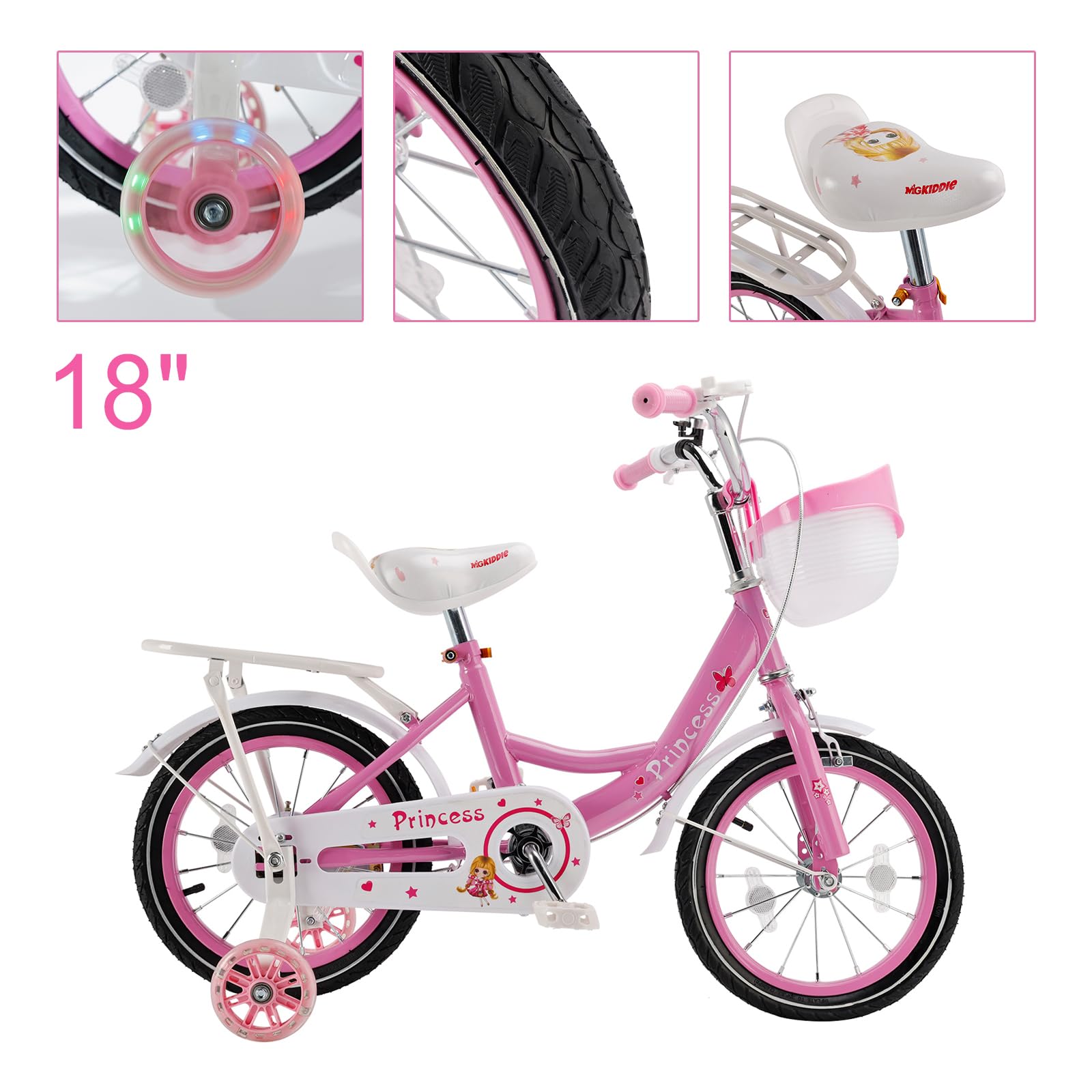 子供用自転車 18インチ レッド/ホワイト 補助輪付き　取りに来られる方 Amazon | Artudatech 自転車 子供 18インチ 子供用自転車 18インチ