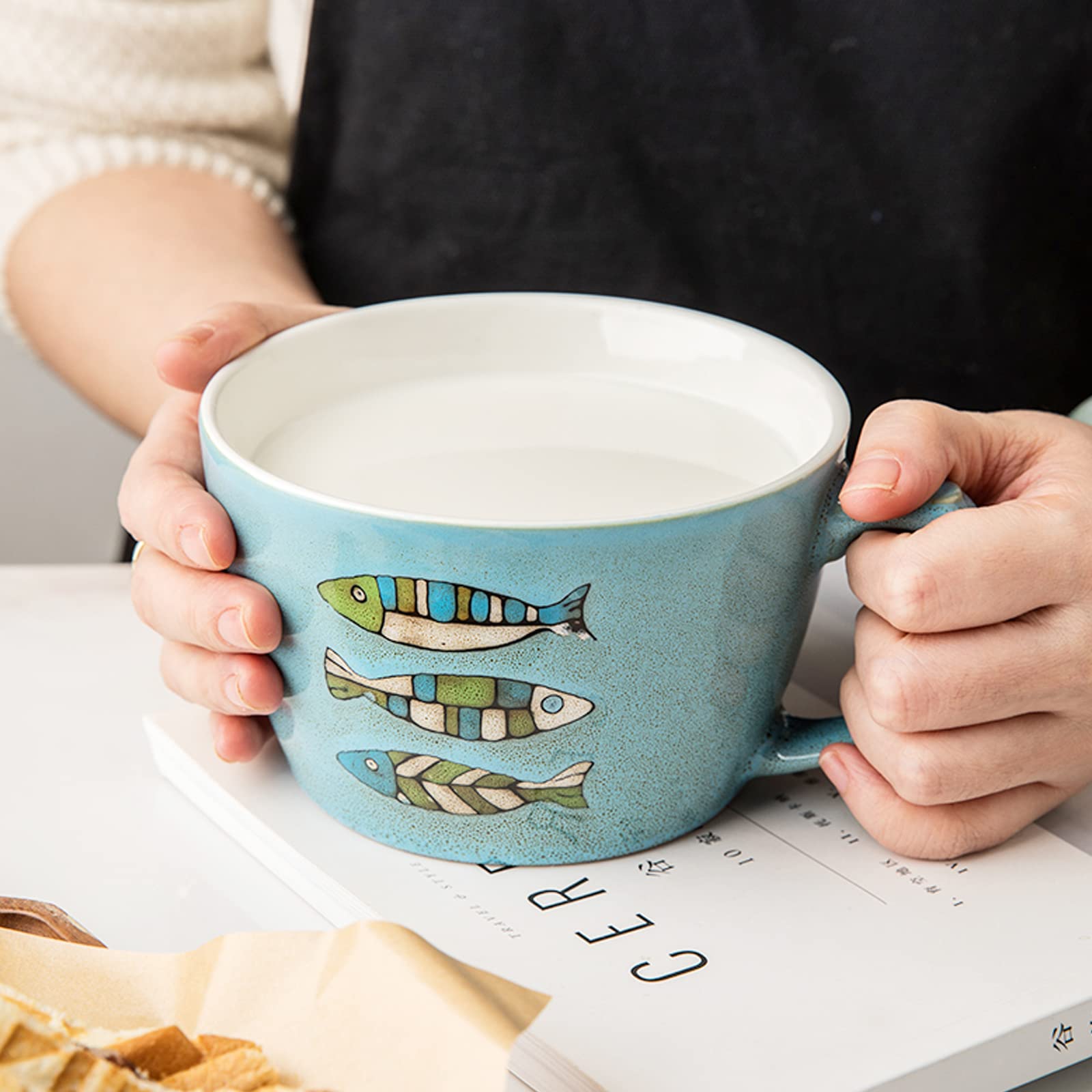 Wykwintna ceramika, duża pojemność ceramicznego śniadaniowego kubka/650 ml, duży kaliber ceramicznego kubka, ceramiczne kubki do kawy, porcelanowy kubek na poranną herbat