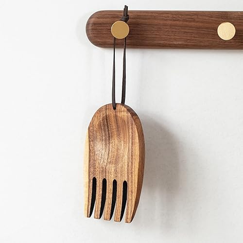 Miniatura 5 de Muso Wood Manos de ensalada de acacia, pinzas de ensalada de madera para servir mezclas de ensalada, juego para servir ensalada y fruta en tu