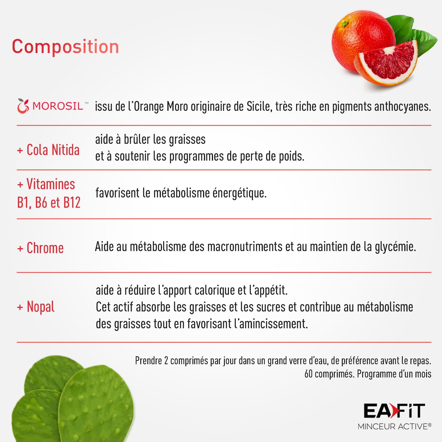 CALORIES STOP 1200 au MOROSIL - EAFIT - Minceur Morosil Perte de Poids - Bruleur de Graisse Puissant - Résultats Prouvés - FABRIQUÉ EN FRANCE - 60 comprimés