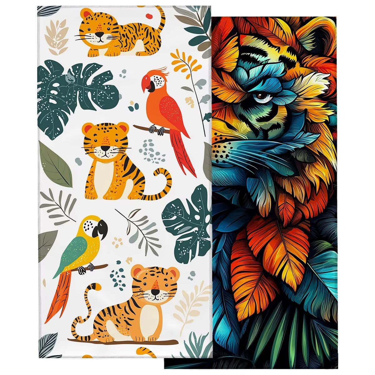 Telo Mare Microfibra, Telo Mare Grande 100x200cm 2 Pezzi, Asciugamano Palestra Donna Asciugatura Rapida, Antisabbia Asciugamano Microfibra, Leggero Asciugamani Palestra per Regalo (Animale) -4404