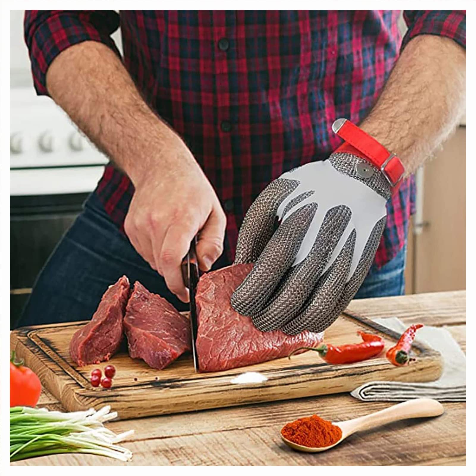 Gants Résistants Aux Coupures Gants Anti-Coupure Niveau 5 Gant De Coupe Gant en Acier Inoxydable Gant en Métal Métal for Cuisine, Jardin, Gant De Coupe Durable (Size : 24.5CM/L)