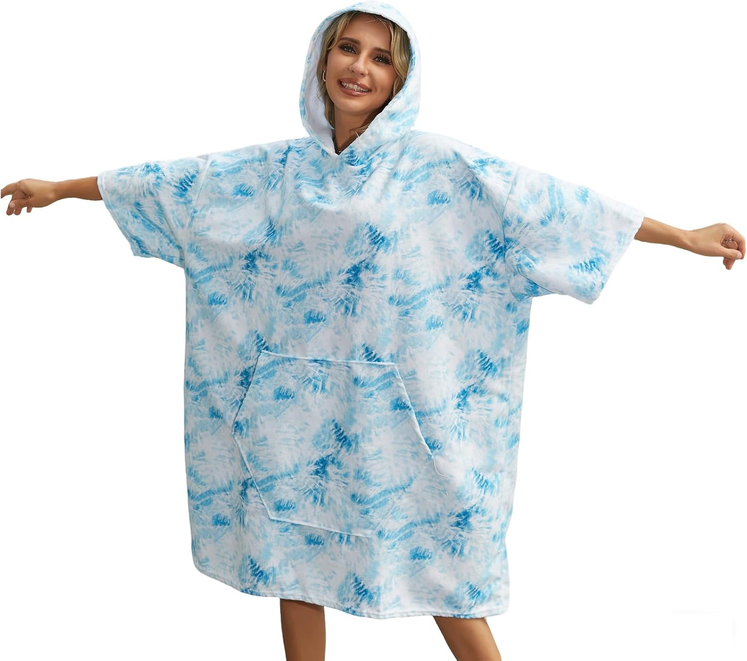 Surf Poncho Hooded Towel for Adults Quick Dry Beach Changing Robe with Pockets, Unisex Swim Cover-Up, Ice Cream Bath Towel for Surfers & Swimmer Gifts