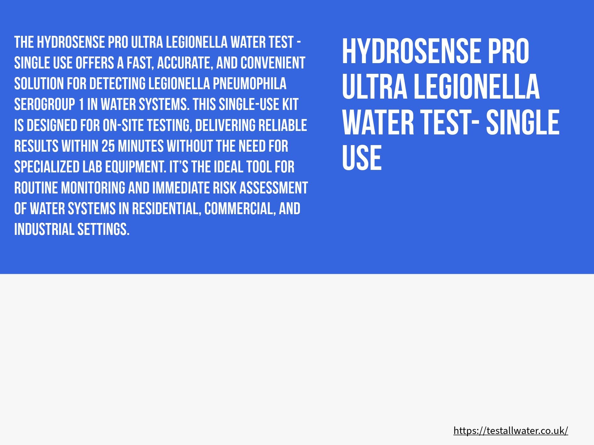 Prueba de agua Hydrosense PRO Ultra Legionella, un solo uso