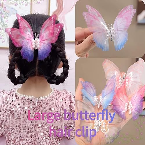Miniatura 2 de 6 pinzas grandes de mariposa para el cabello para niñas y mujeres, grandes antideslizantes y fuertes pinzas de metal para el cabello, pinzas para el