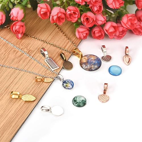 Miniatura 3 de OBSEDE 120 piezas de pegamento en fianzas para hacer joyas, colgante, collar, aretes, abalorio, cuchara, ovalado, rectangular, corazón, forma de
