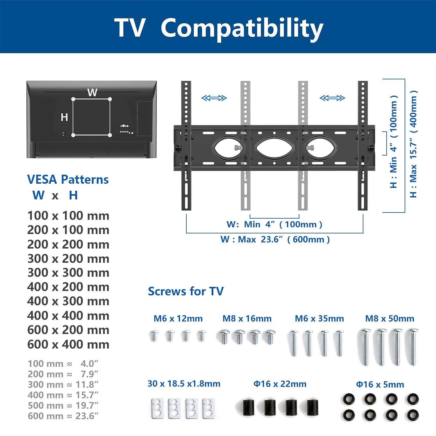 RFIVER TV Ständer Rollbar Fernsehständer, mit Rollen, Fernseher Wagen Staender Bodenstaender für 32 40 42 50 55 65 70 75 80 Zoll Hoehenverstellbar Schwarz | Max 50 KG Vesa 600x400 mm