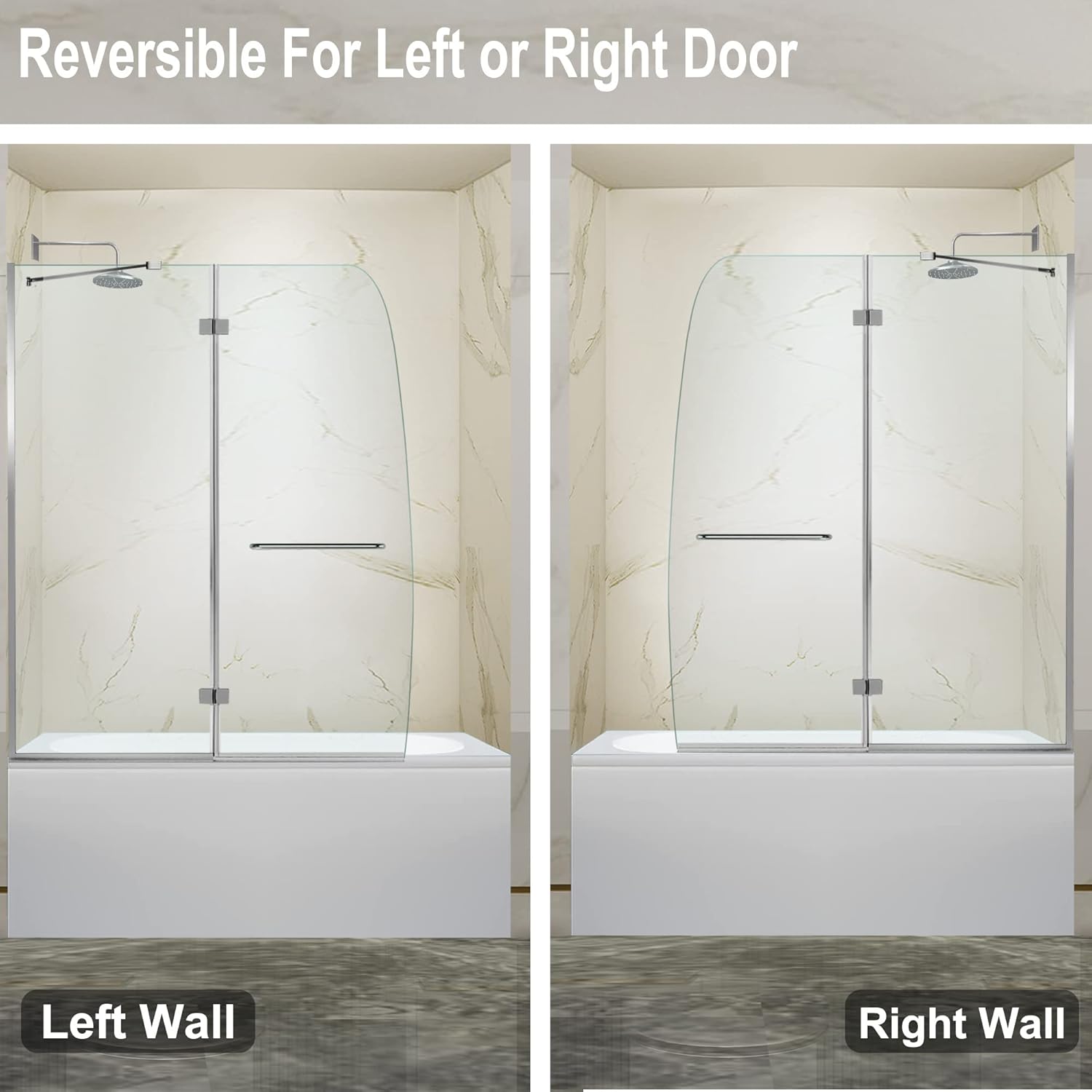 Buy GroGro Frameless Glass Shower Doors for Bathtub,48W x 58H Bifold