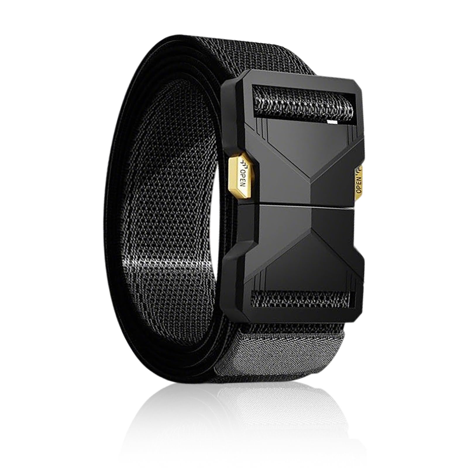 Stretch Tactical Belt for Men, Military Work Rigger Hiking 1.5" Elastic Nylon Web Ratchet Heavy Duty Quick Release Belt with Alloy Buckle for Waist Size 27-42"