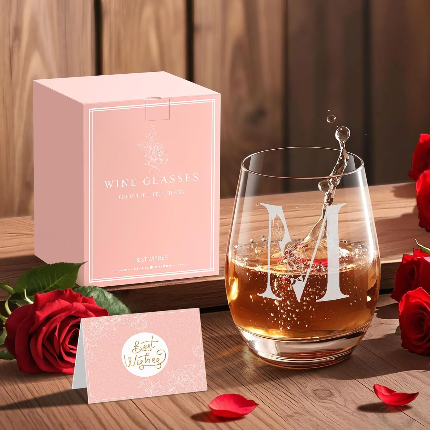 Valentines Day Gifts for Her, Gifts for Women Her Friend Mom Grandma Wife Sister Bridesmaid Nurse, Birthday Galentines Mothers Day Christmas, Personalized Initial Customized Wine Glasses 18OZ(M) - Image 7