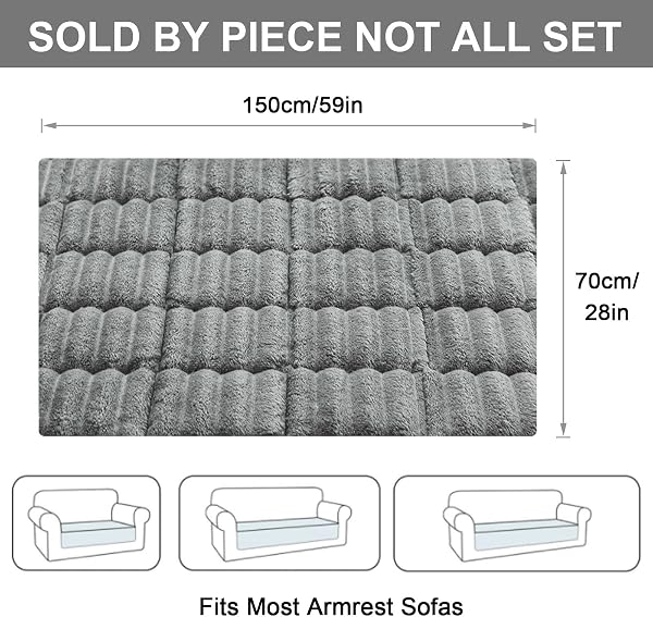 ShowyLive Sofa Covers 1 2 3 4 Seater Non Slip Sofa Slipcovers Super Soft & Thick Corduroy Sofa Cushion Covers Sofa Protectors from Pets/Kids/Dogs(Dark Grey, 28 * 59 inch/70 * 150CM) - 2