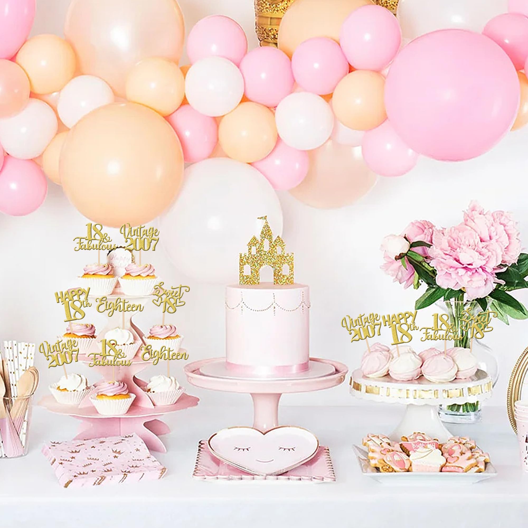 30PCS 18th Birthday Cupcake Toppers Glitter Eighteen Happy 18th Straight Outta 2005