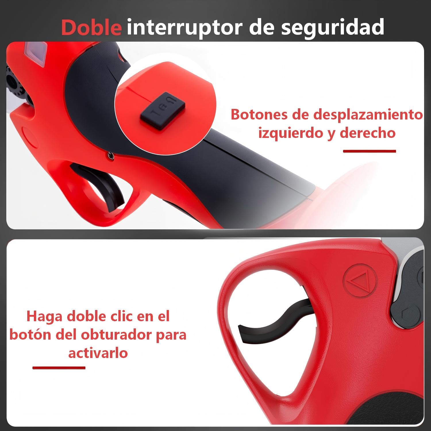 OUTIGO Tijeras de Podar Eléctricas, Tijeras de Podar con Baterías 2x3000mAh, Tijeras de Poda de 40 mm con Display, Tijeras de Podar 800W con Motor Brushless para Jardinería, Árboles Frutales, Viñedos