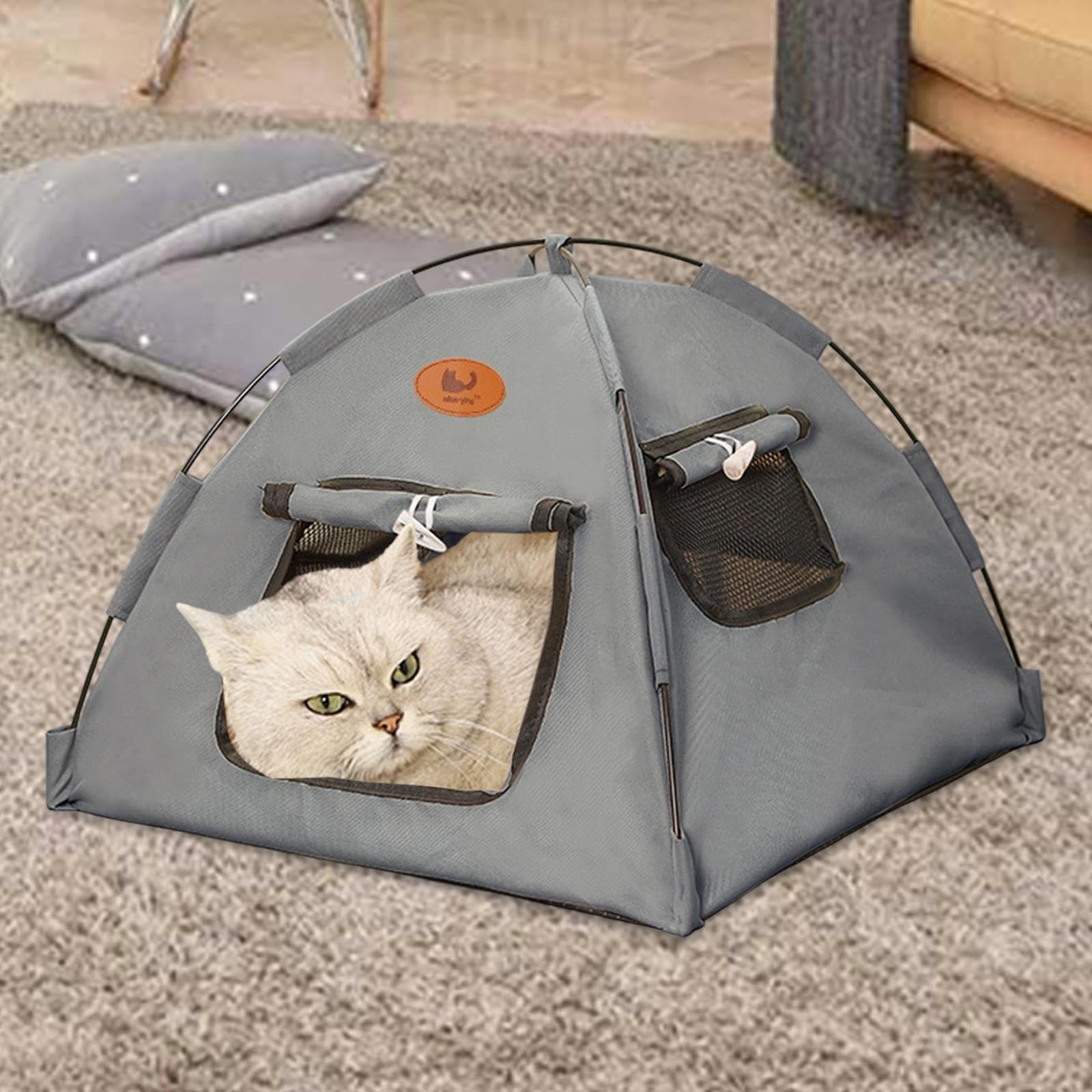 Cat Tent House Rifugio per Gatti Tenda Animali Domestici Cuccia Portatile Materiale Oxford per Animali Fino a 2kg Adatta per Balcone Terrazzo Interni, XL