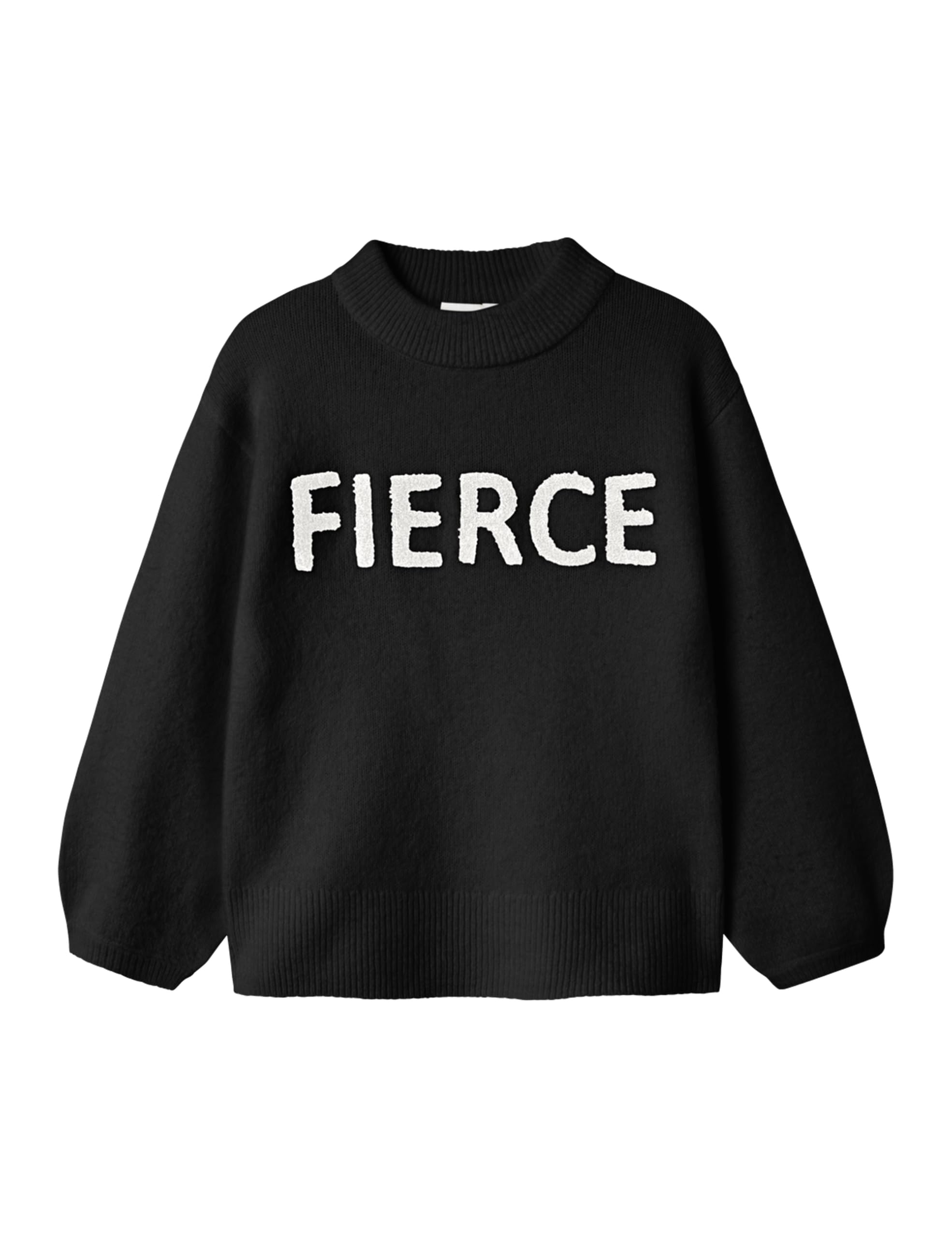 NAME IT Mädchen Nkfodessa Ls Knit, Black, 146/152 cm