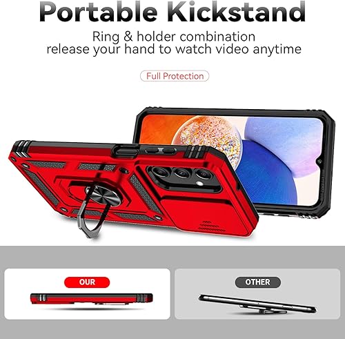 Miniatura 2 de SunStory Funda para Samsung Galaxy A15 5G con protector de pantalla HD, cubierta para cámara deslizante y soporte de anillo giratorio, grado