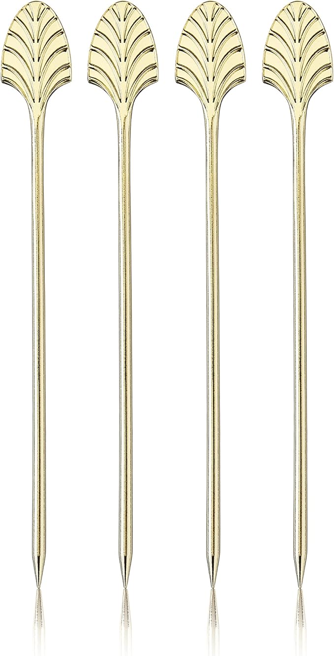 Viski Gold Art Deco Cocktail Picks, Stainless Steel
