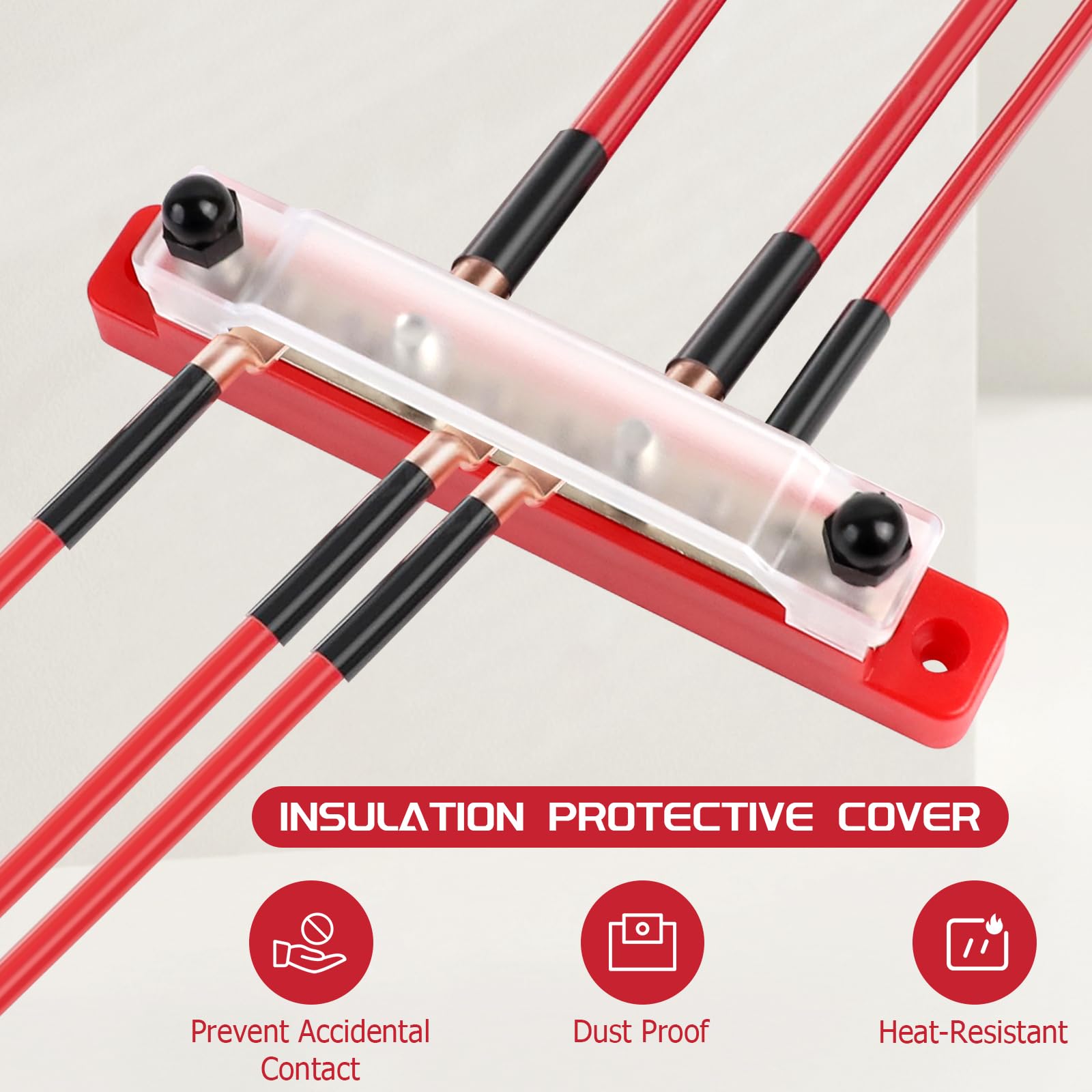 Bloc de Distribution D'alimentation 12V-48V DC Barres de Distribution D'énergie BusBar 150A avec 6 x M4 & 4 x M6 Boulons de Borne, Bloc de Connexion de Batterie pour Voitures, Camping-Cars, navires