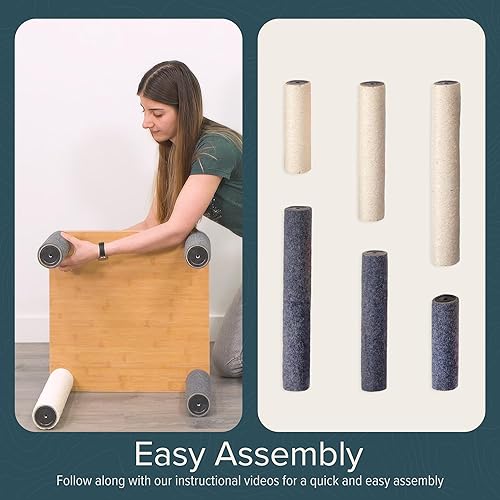 Miniatura 10 de Furhaven Tiger Tough Cat Tree Interactive Playground w Toys - Multiple Style  Color Varieties Gato mesa parque (crema), Mesa de juegos para gatos