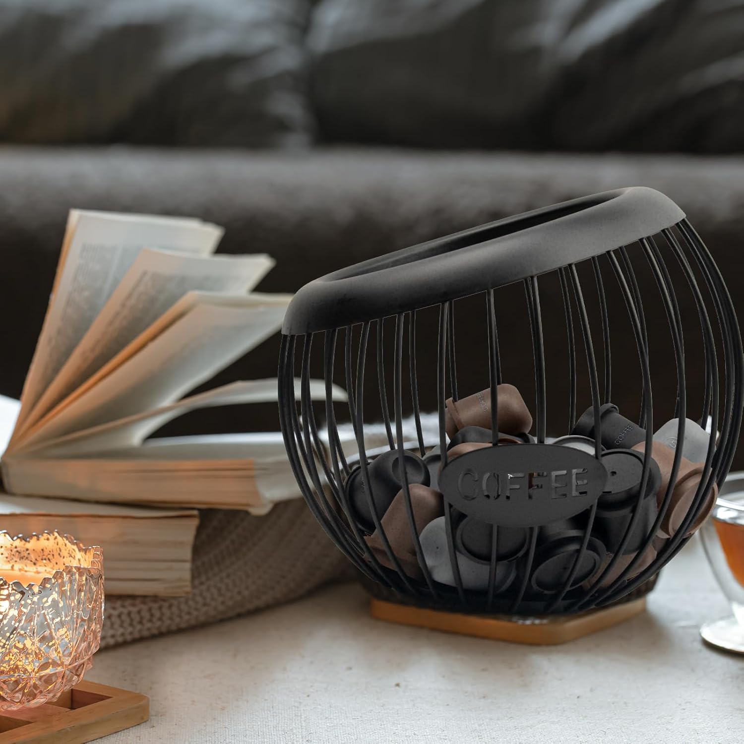 Coffee Pod Holder,K Cup Holders for Counter,Large Capacity K-cup Organizer, Station Organizer, Metal Coffee Pods Storage