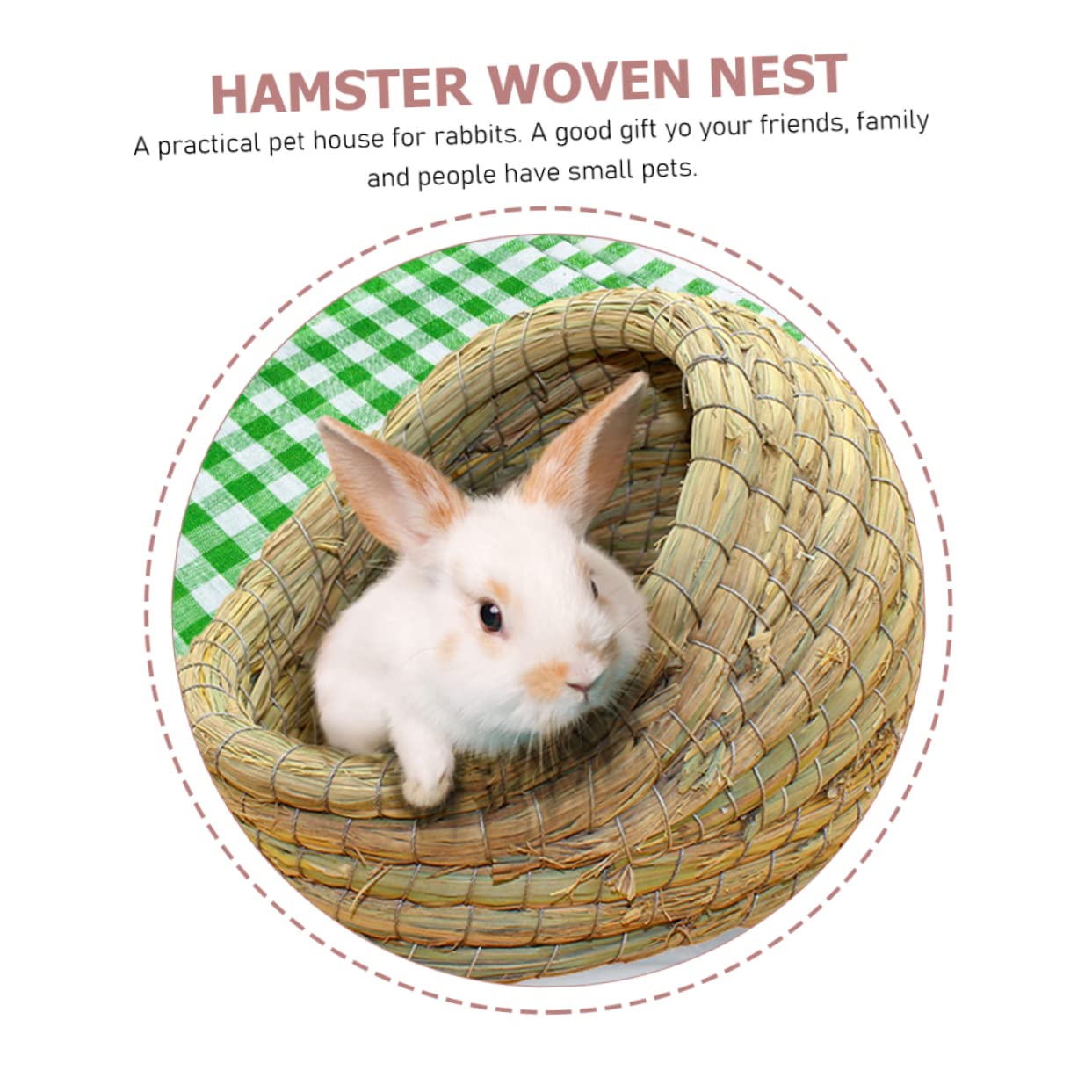 TOYANDONA Gewebtes Hamsternest für Kleine Haustiere, Grün, aus Stroh