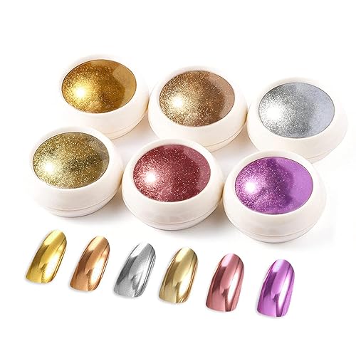 Miniatura 1 de 6 frascos de polvo de uñas cromado, juego de polvos de uñas con efecto cromado, polvo brillante con brillo de uñas con efecto espejo mágico para