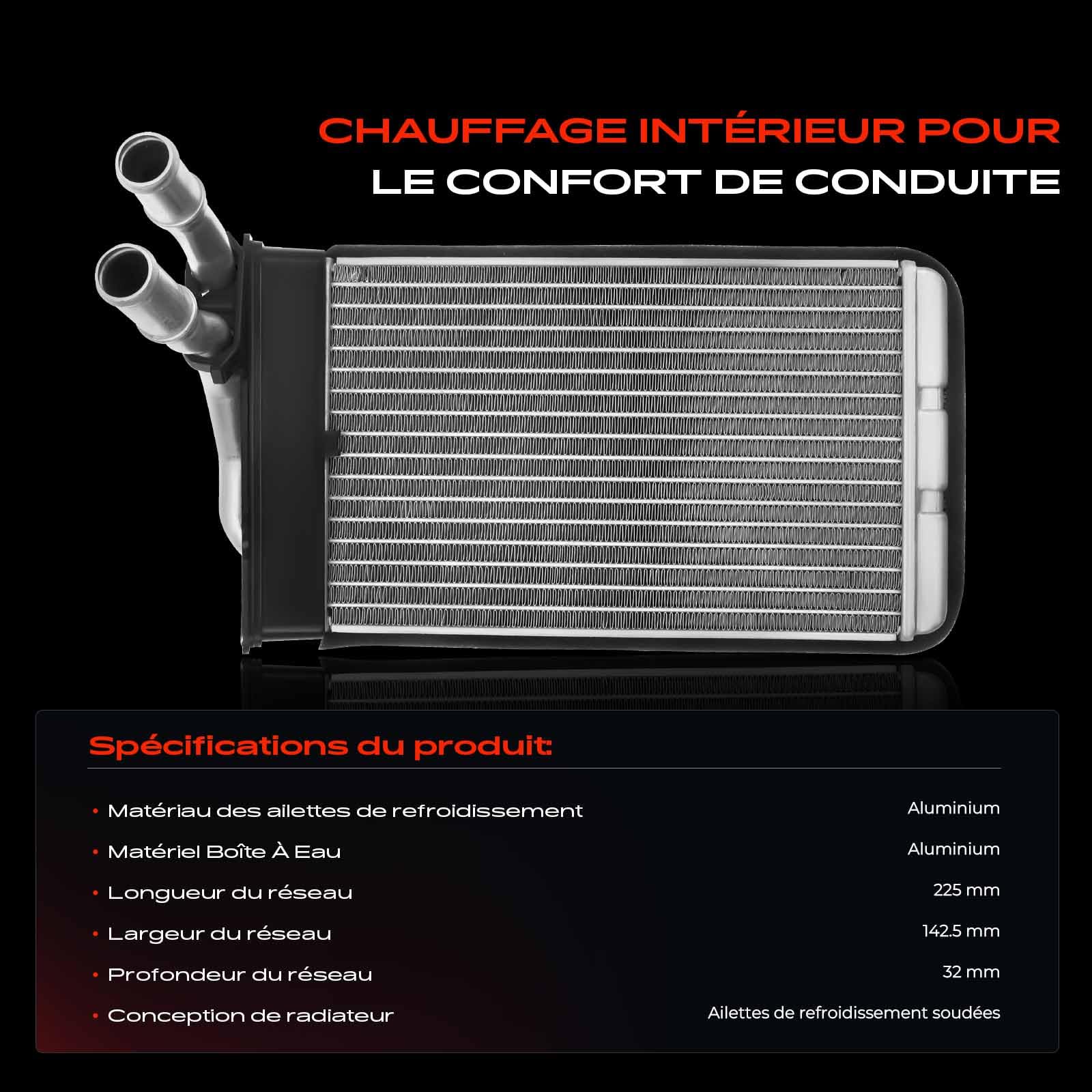 Frankberg Échangeur de chaleur pour chauffage intérieur | Compatible avec: P.a.s.s.a.t Variant 3B5, 80 Avant 8C5, P.a.s.s.a.t Variant 3B6, 80 893 894 8A2, P.a.s.s.a.t 3B3