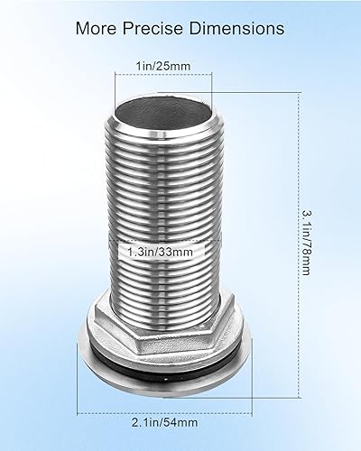 Miniatura 14 de Ajuste corto recto a través del casco de púas con tuerca y junta personalizada para barco RSV Yate, acero inoxidable marino 316 a través del casco