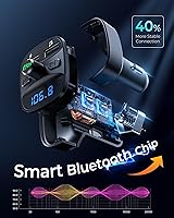 Vista 3 de LENCENT Transmisor FM, transmisor FM Bluetooth, adaptador de radio inalámbrico, kit de coche con carga USB dual, receptor de audio, cargador