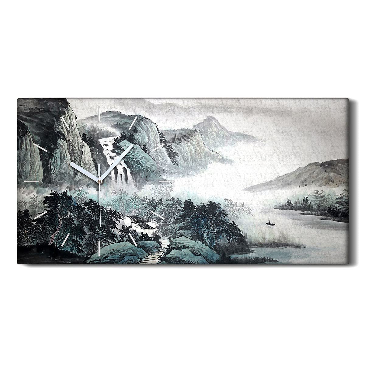 Horloge sur Toile Montagne Décoration Zen et Silencieuse de Chambre