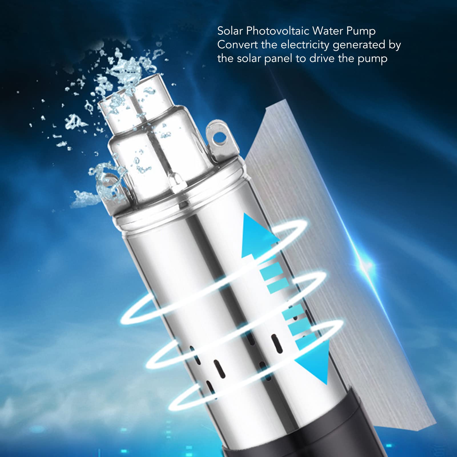 Bomba de Agua Solar DC24V, Bomba de Pozos Sumergibles de 180W con Filtro de Acero Inoxidable y Todo el Motor de Cobre, para la Ingesta de Agua del Río de Riego de Jardín