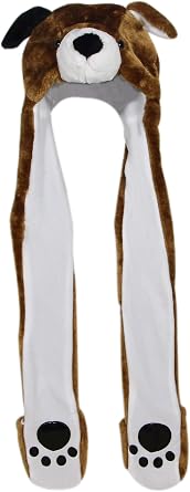 Plush Novelty Animal Hat 3 in 1 Beanie With Long Paw Scarf, Mitten Combo