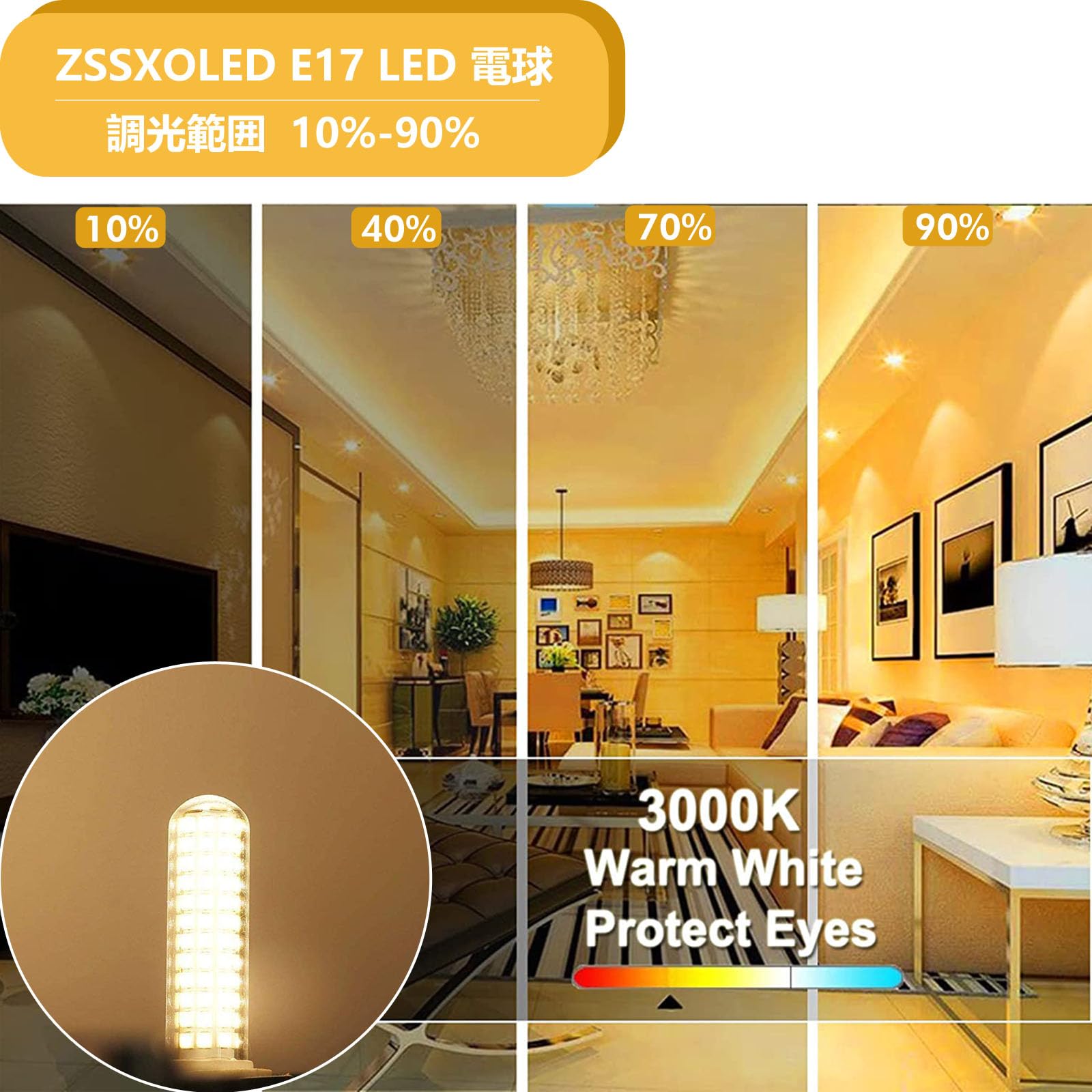 Amazon | ZSSXOLED E17 LED電球 9W 900LM 100V 調光器対応 100W
