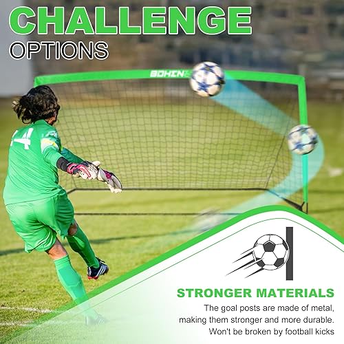 Miniatura 6 de BOHEN 11x5.5 FT9x5 FT6x4 FT Portable Metal Soccer Goal for Backyard with Carry Bag - Fun for Outdoor Indoor Training Games for Kids and Adult, Easy