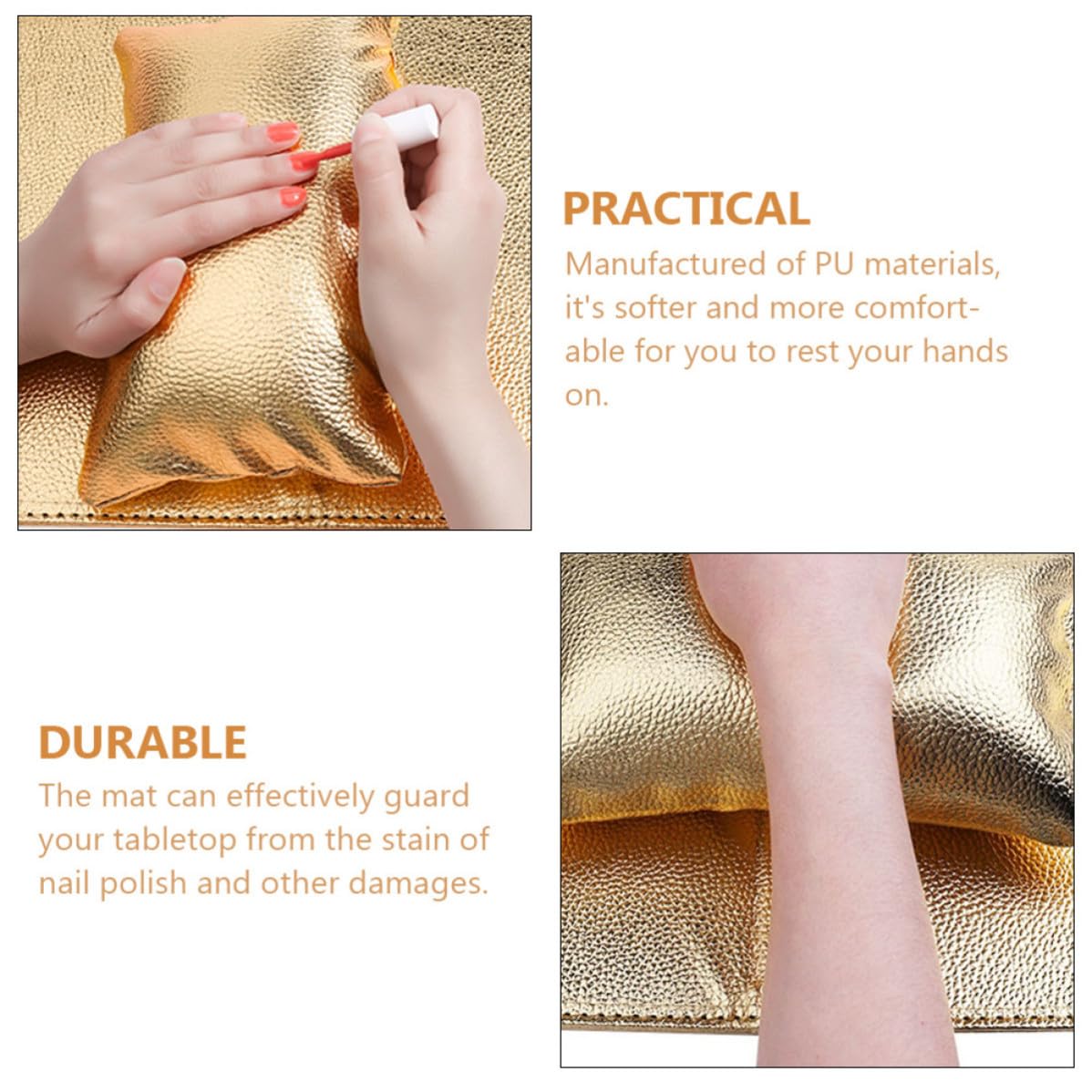 Golden Pu Nail Hand Rest Cushion for Manicure and Professional Nail Art Salon Comfortable Foldable Armrest Protects Tabletop Enthusiasts