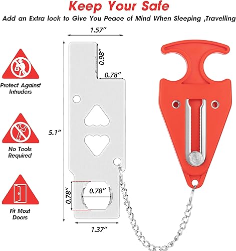 Miniatura 4 de Cerradura de puerta portátil mejorada para el hogar, cerraduras de bloqueo de viaje para seguridad y privacidad adicionales, perfectas para viajes,